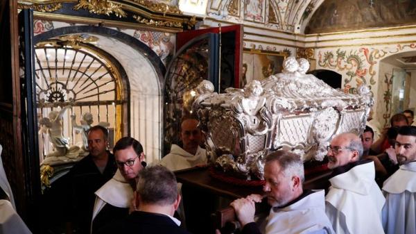 Display of saint's remains draws huge crowds - but bishop says it 'encourages morbid curiosity' Display of saint's remains draws huge crowds - but bishop says it 'encourages morbid curiosity'