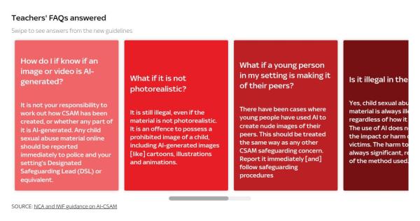 Teachers given new guidance in dealing with AI-generated child sexual abuse material Teachers given new guidance in dealing with AI-generated child sexual abuse material