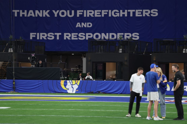 
      Los Angeles Rams embrace their role as a beacon of light for their fire-ravaged home city
    